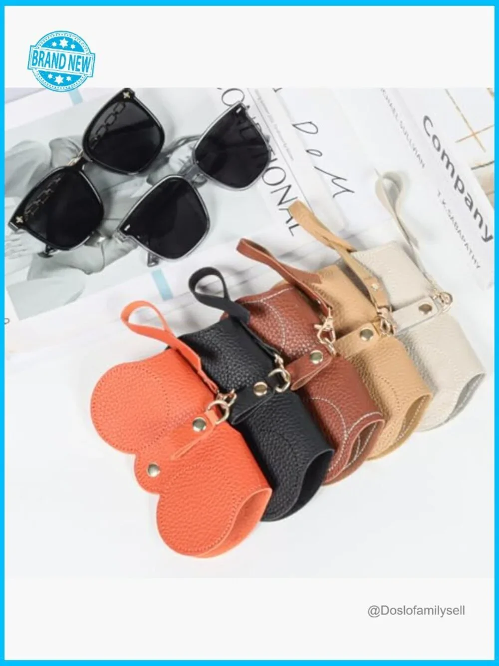 Soft Leather Sunglasses Case with Strap Portable Modern Eyewear Organizer